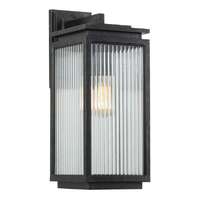 BOULEVARD 1lt Frosted Ribbed Glass IP44 Medium Exterior Wall Light